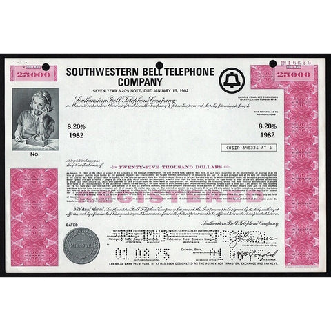 Southwestern Bell Telephone Company, $25,000 Bond (Specimen) Stock Certificate