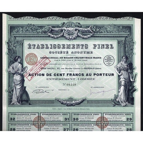 Etablissements Pinel Societe Anonyme Stock Certificate