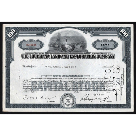 The Louisiana Land and Exploration Company Stock Certificate