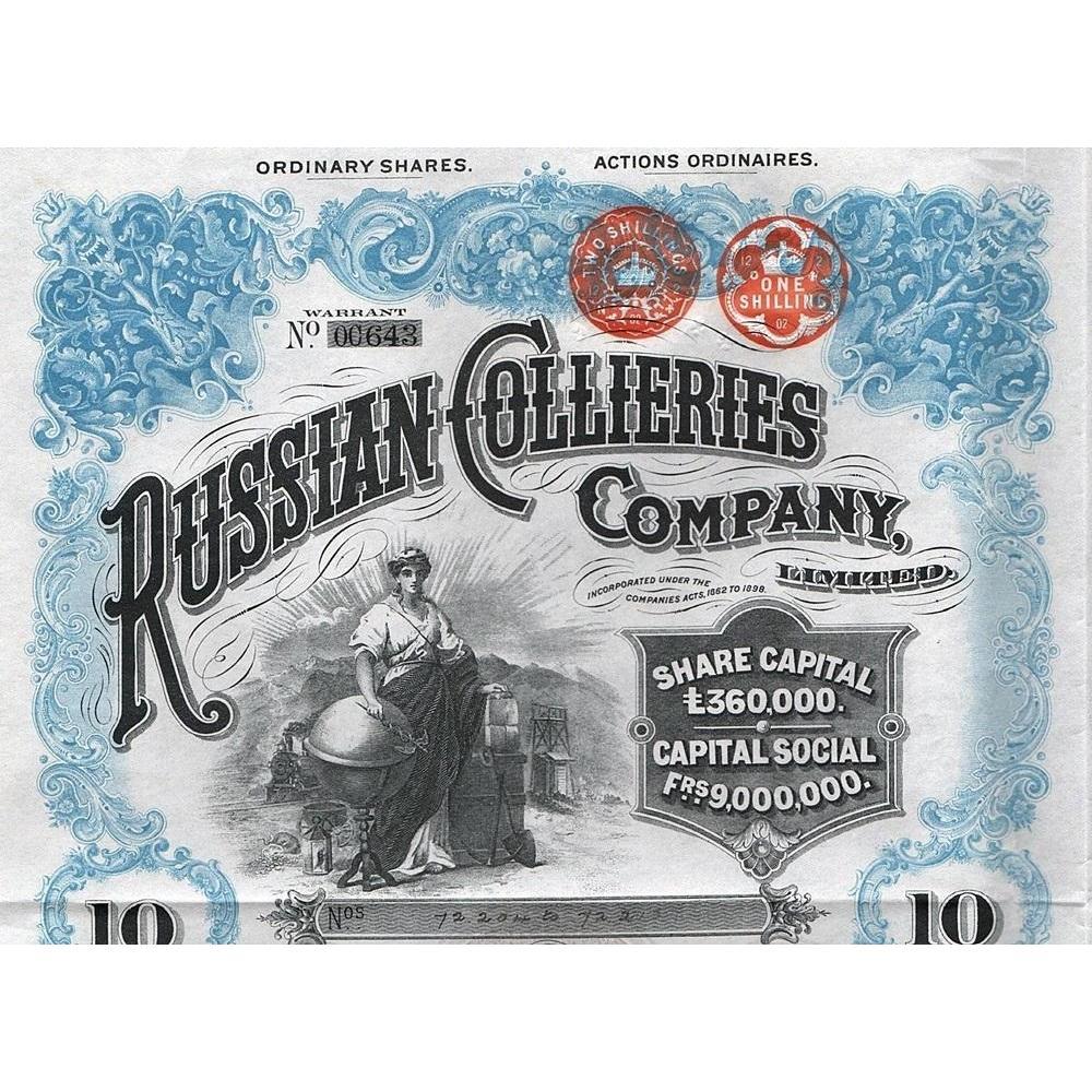 Russian Collieries Company, Limited Stock Certificate