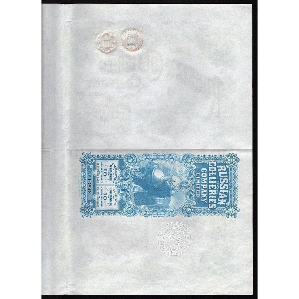 Russian Collieries Company, Limited Stock Certificate