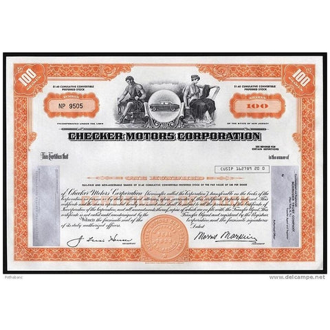 Checker Motors Corporation Stock Certificate
