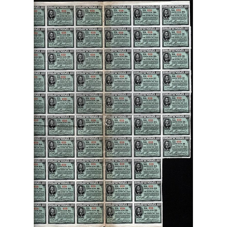 Bono del Estado de Puebla Bond Certificate