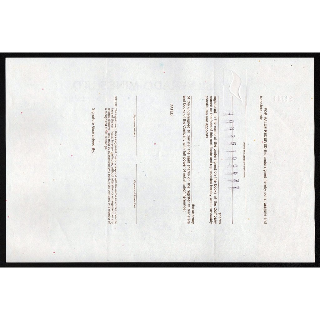 Silverado Mines Ltd. British Columbia, Canada Stock Certificate