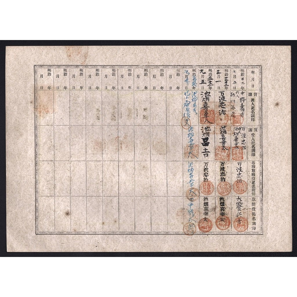 Mitsuishi Clay Company 1896 Japan Stock Certificate