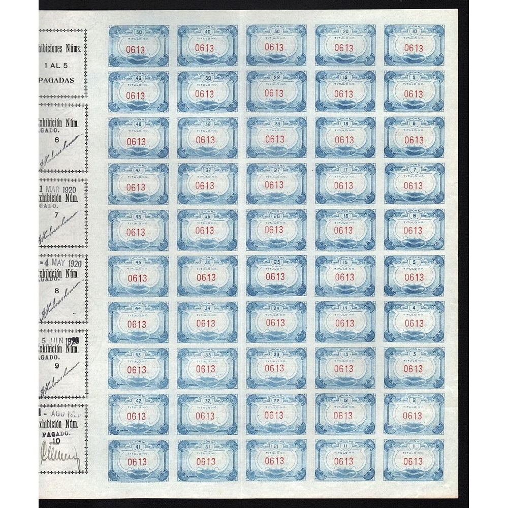 Cia. Minera “Los Tres Senores Y Anexas” 1920 Mexico Mining Stock Certificate