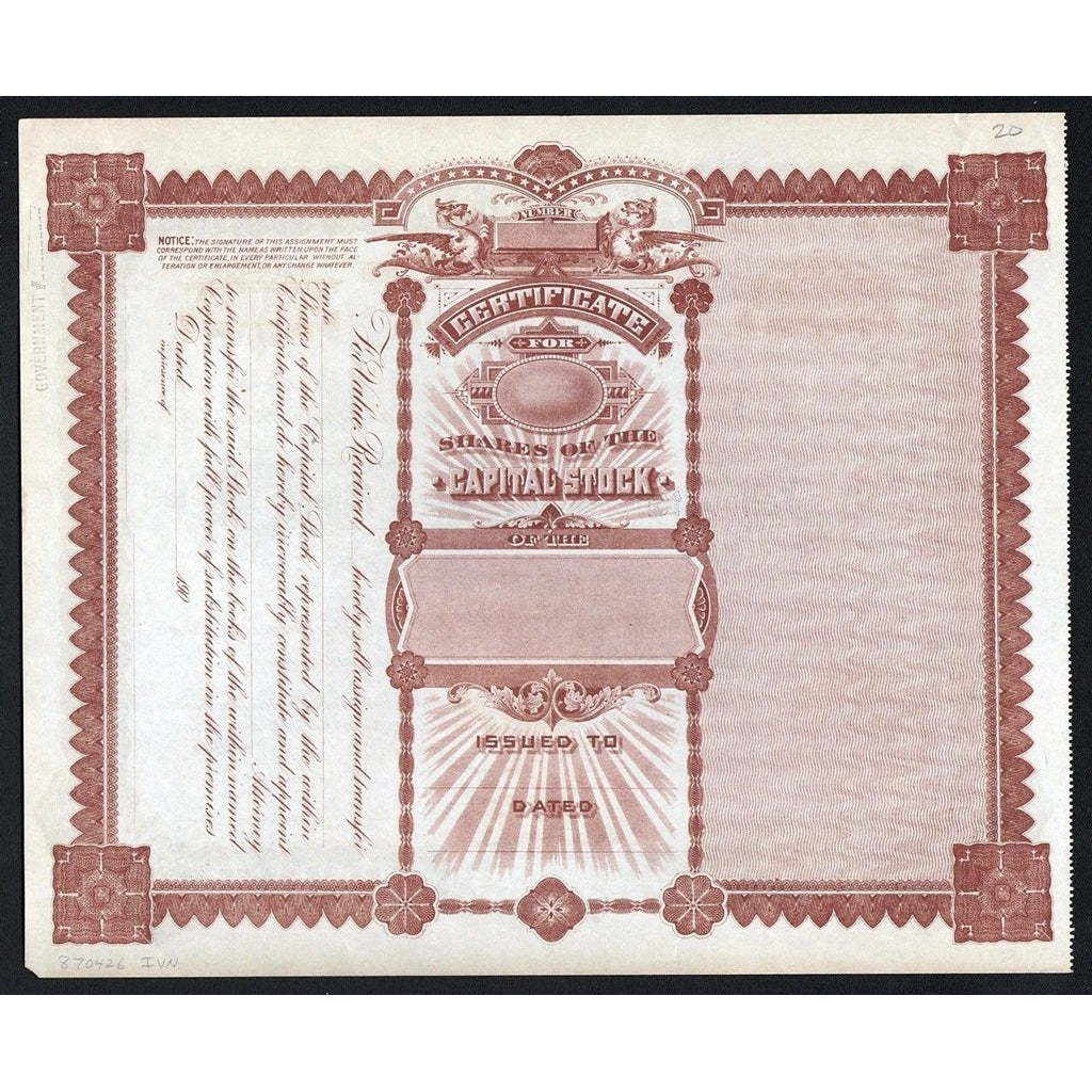 Yellowstone Gold & Silver Mines Wyoming Stock Certificate