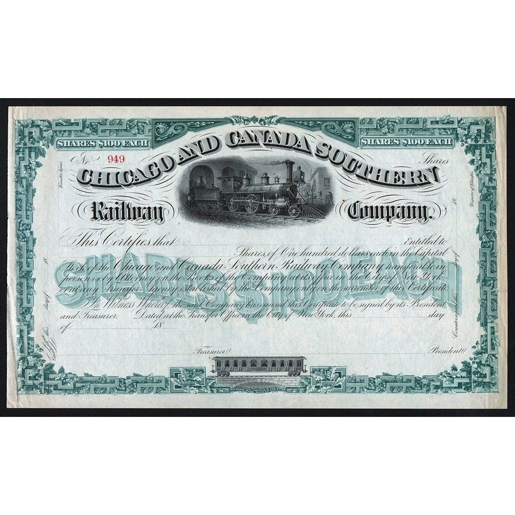 Chicago and Canada Southern Railway Company Stock Certificate