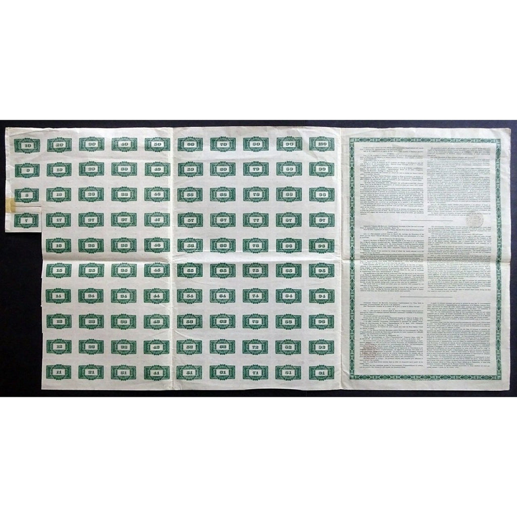 Republica Mexicana: Bonos del Gobierno del Estado de Aguascalientes 1910 Mexico Bond Certificate