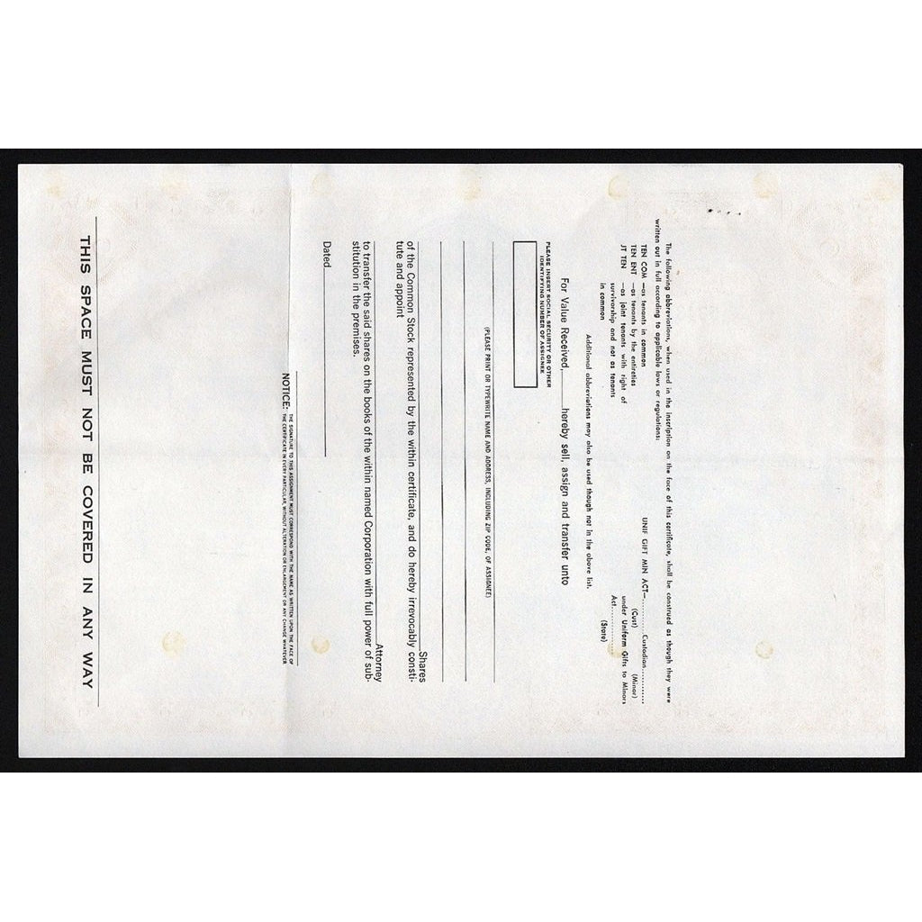 Golden Cycle Gold Corporation 1999 Colorado Stock Certificate