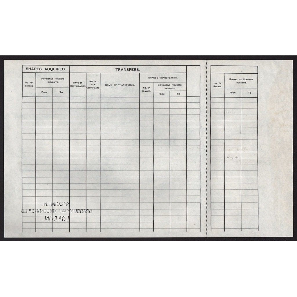 The Argentine Transandine Railway Company Limited Specimen Stock Certificate