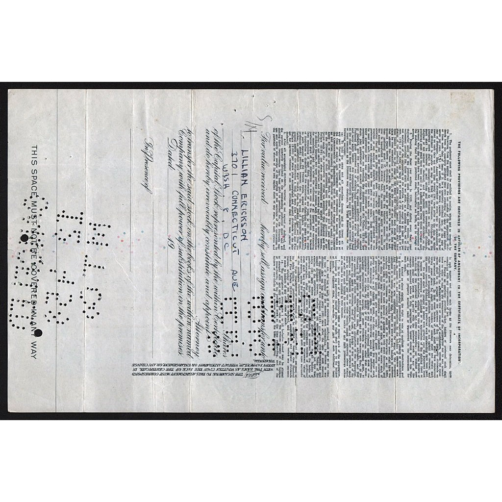 The Nash Motors Company 1926 Maryland Stock Certificate Automobiles