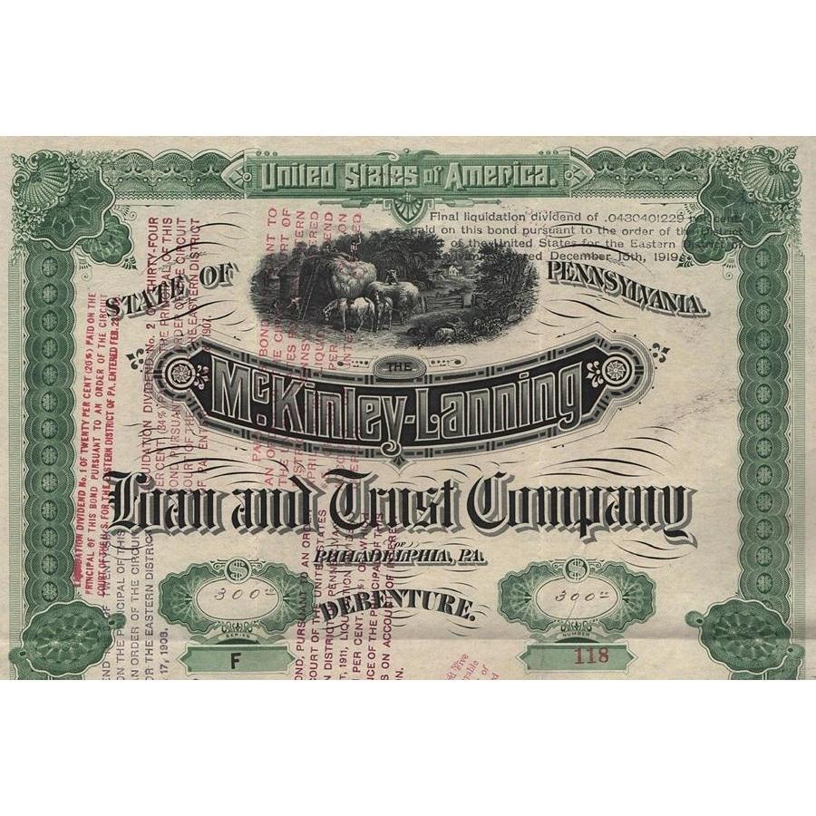 The McKinley-Lanning Loan and Trust Company of Philadelphia, P.A. Stock Certificate