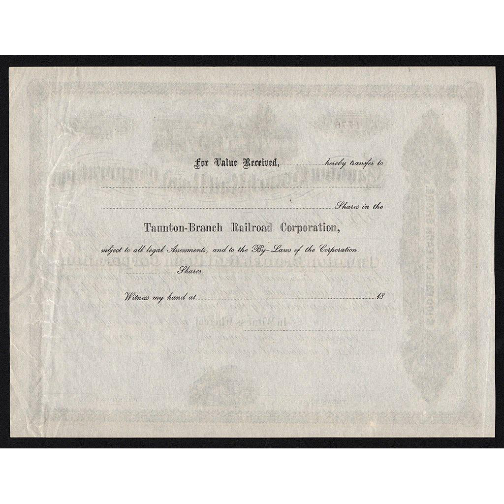 Taunton Branch Rail Road Corporation Stock Certificate
