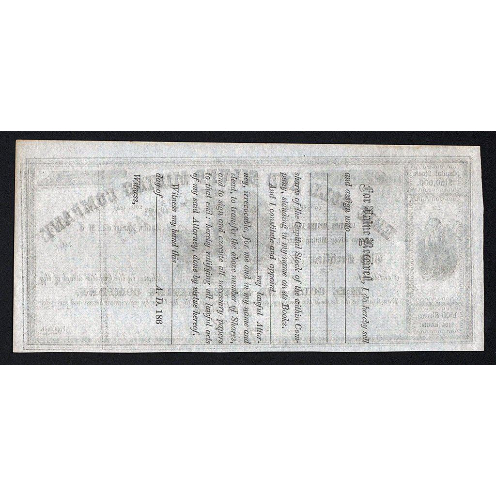 Erie Gold and Silver Mining Company Hooker Ledge, Reese River Mining District Stock Certificate
