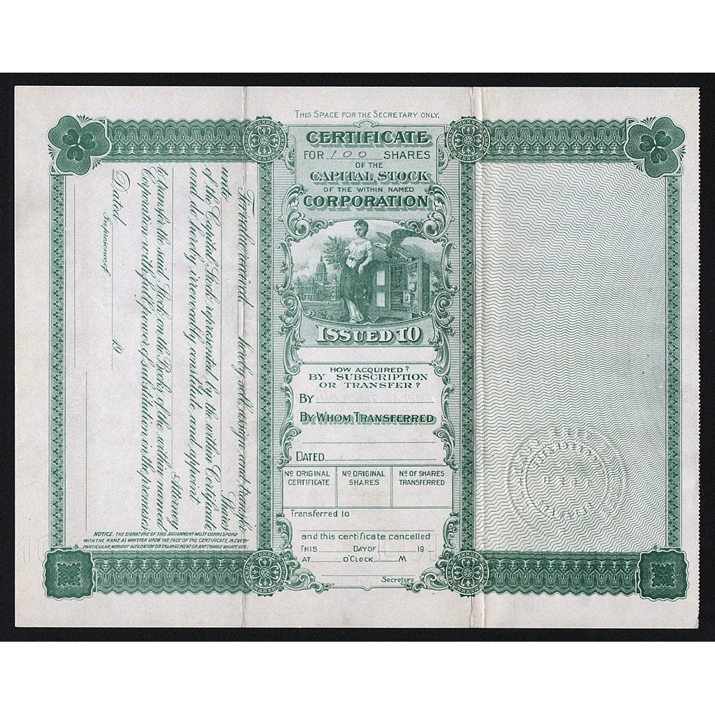 Templar Tire Company Stock Certificate