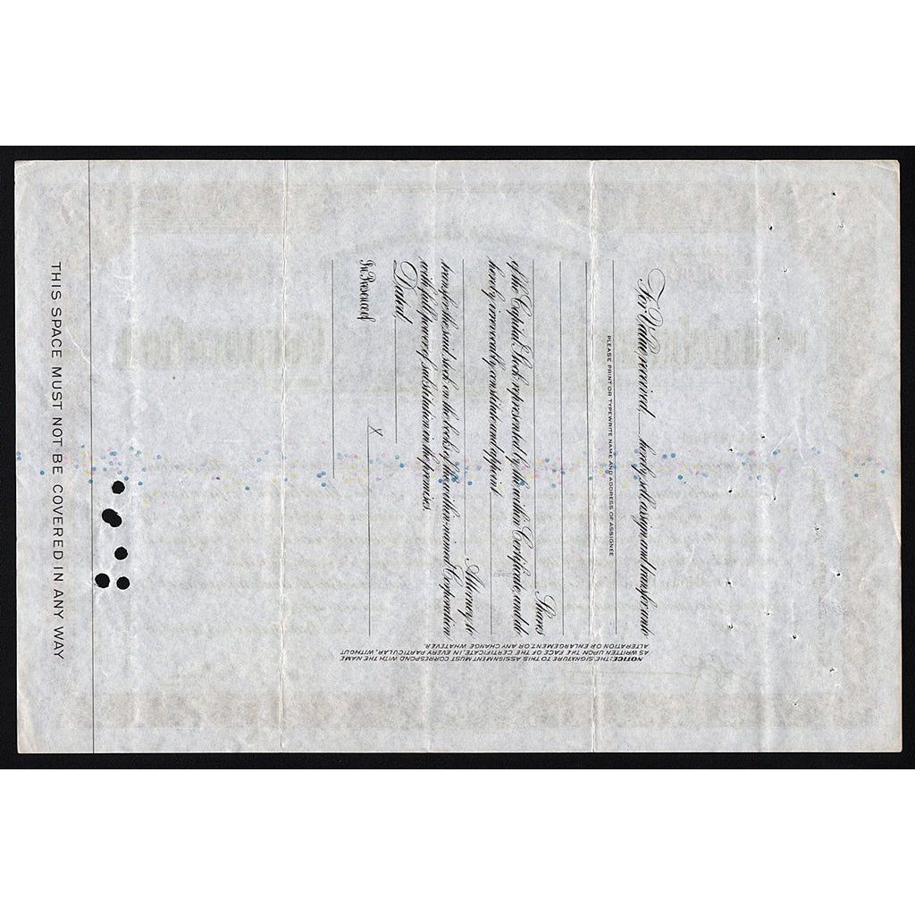 Studebaker Corporation 1945 Stock Certificate Automobiles