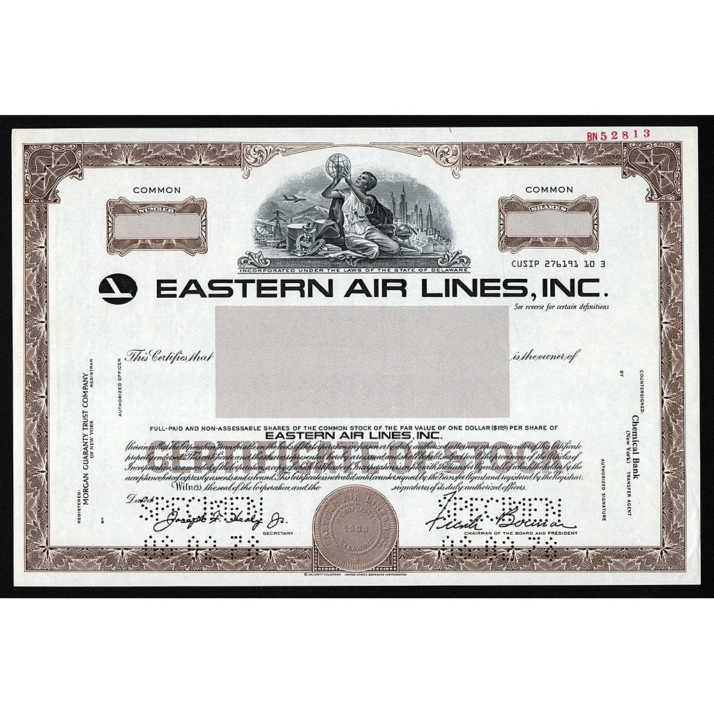 Eastern Air Lines, Inc. (Specimen) Stock Certificate