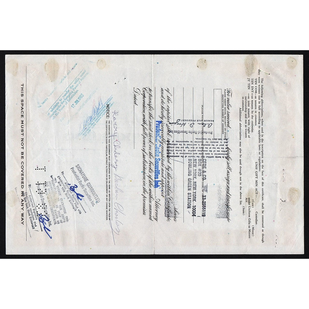Chrysler Corporation Stock Certificate