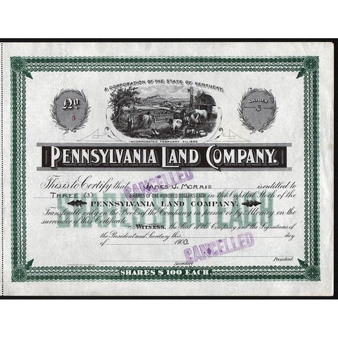 Pennsylvania Land Company (Kentucky) Stock Certificate