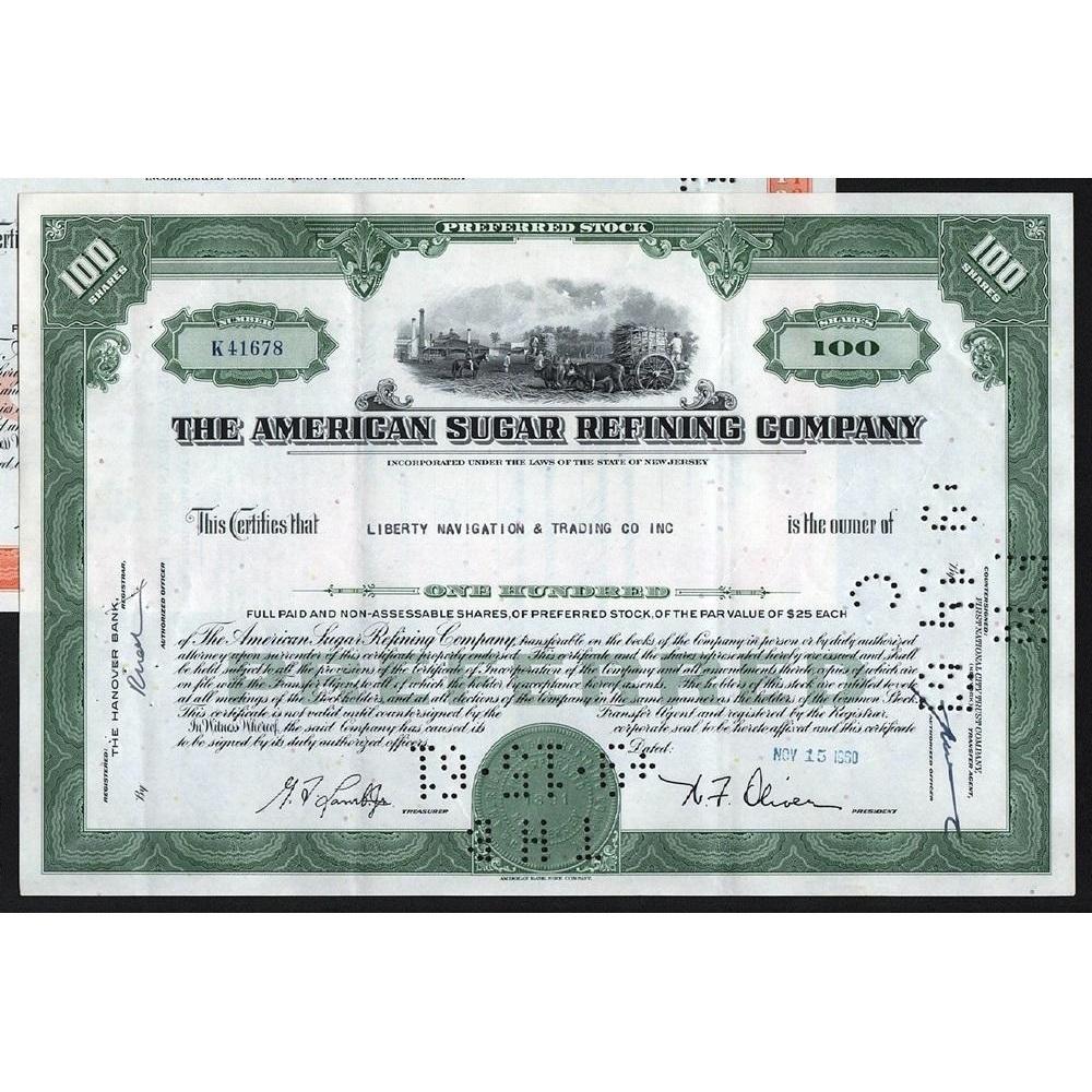 The American Sugar Refining Company Stock Certificate