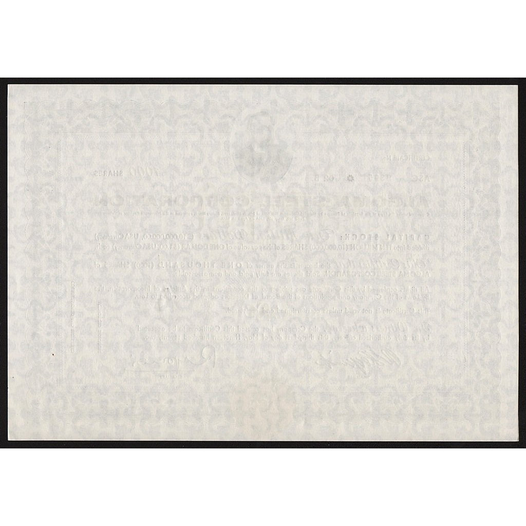 Algoma Steel Corporation Canada Panama Stock Certificate