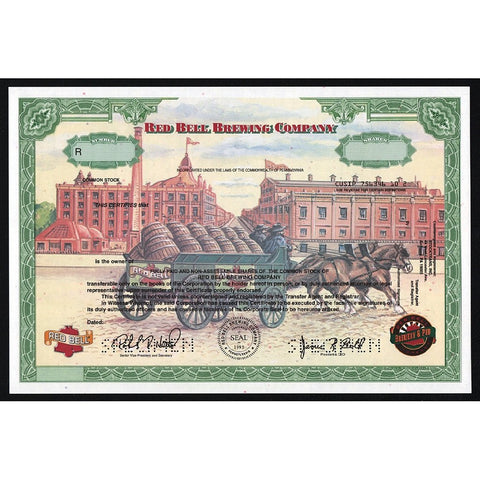 Red Bell Brewing Company Stock Certificate