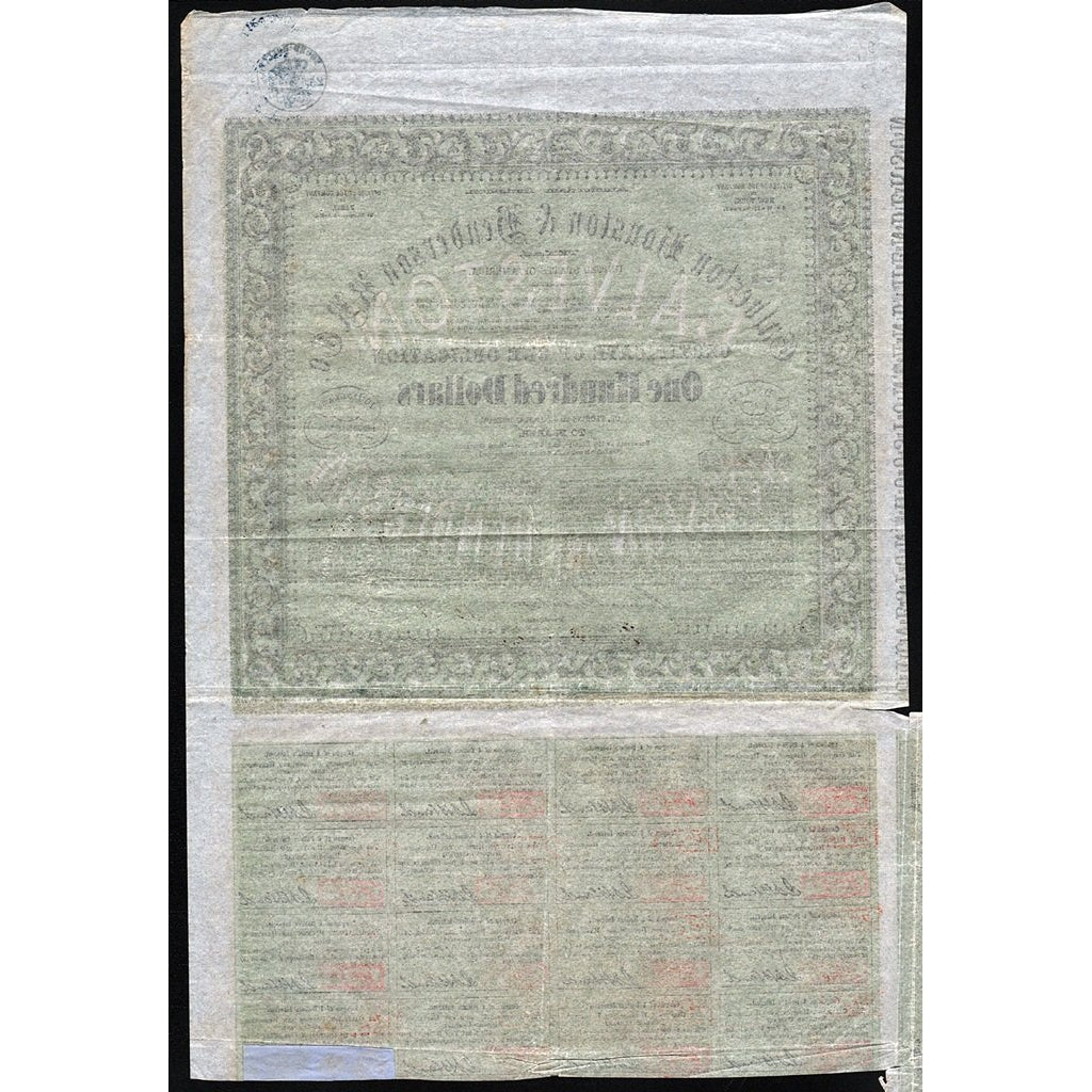 Galveston, Houston & Henderson R.R. Co., Texas 1857 Bond Certificate