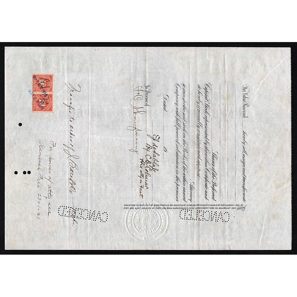 Natomas Company of California 1915 Stock Certificate