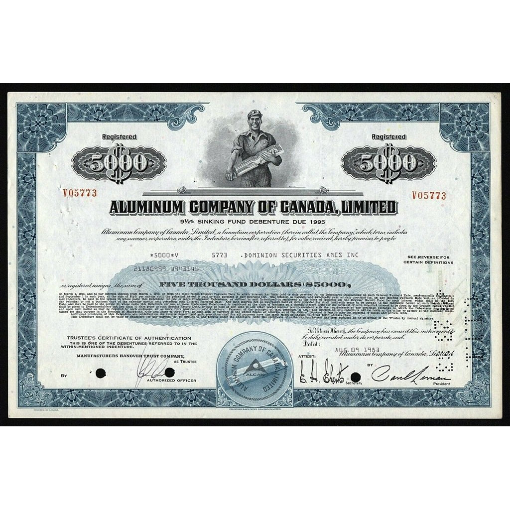 Aluminum Company of Canada Stock Bond Certificate