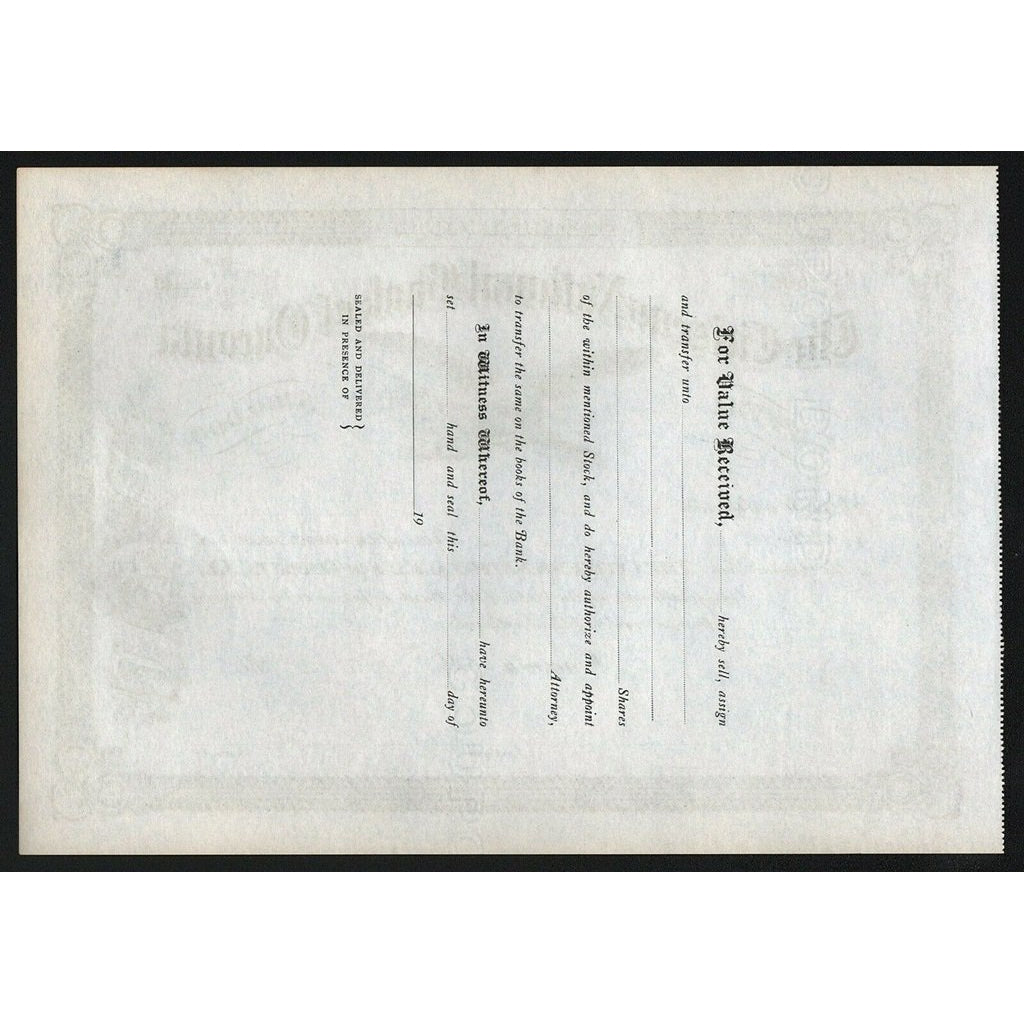 The Citizens National Bank of Oneonta Stock Certificate