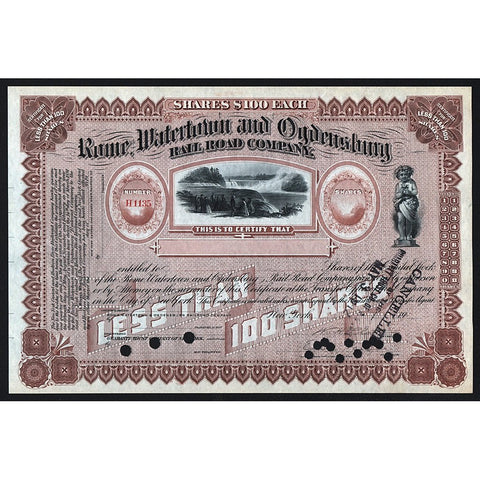 Rome, Watertown and Ogdensburg Rail Road Company Stock Certificate