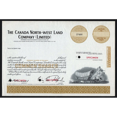 The Canada North-West Land Company (Limited) - Specimen Stock Certificate