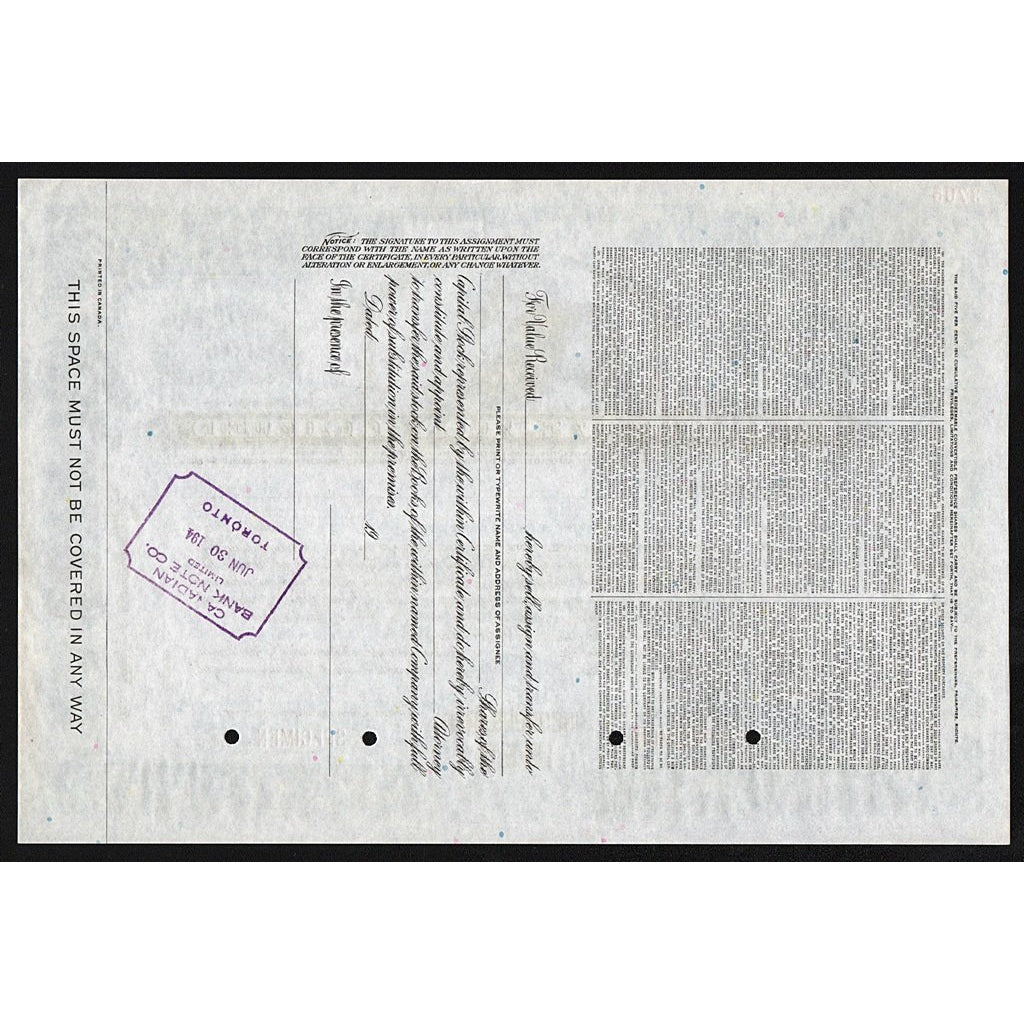 George Weston Limited (Specimen) Stock Certificate
