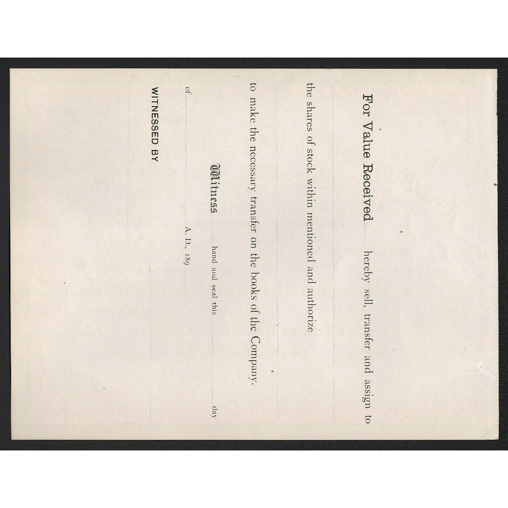 The Madison Valley Ditch & Flume Co. Virginia City, Montana Stock Certificate