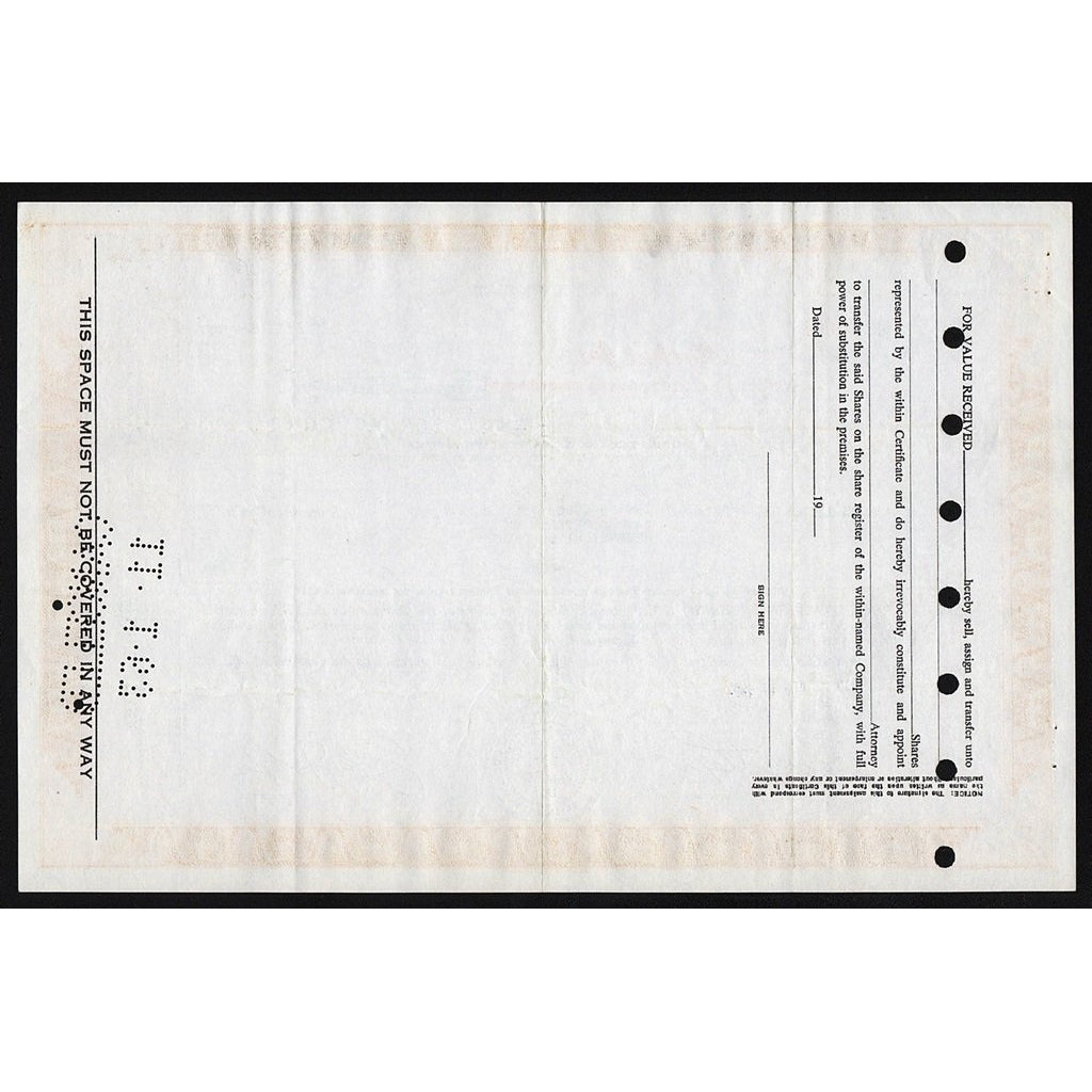 Rocket Jet Engineering Corp. Stock Certificate Aviation