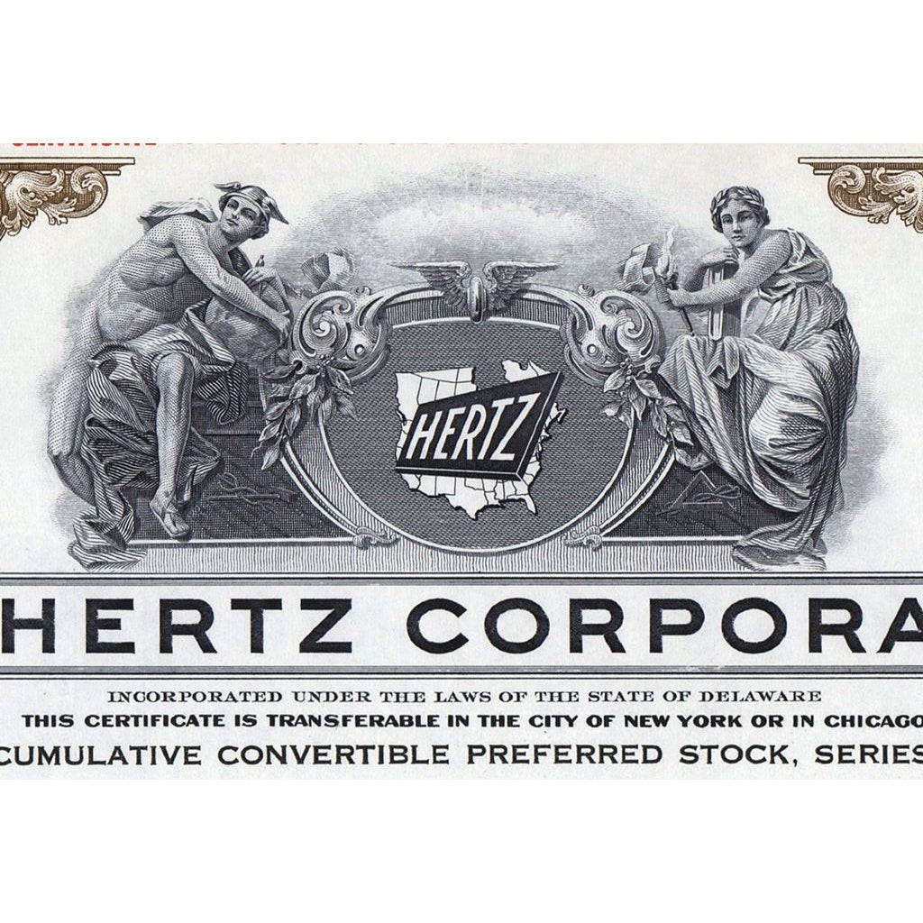 The Hertz Corporation (Specimen) Auto Rental Company Stock Certificate