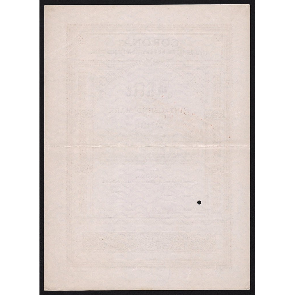 Corona, Fahrradwerke und Metallindustrie Aktiengesellschaft 1923 Germany Stock Certificate