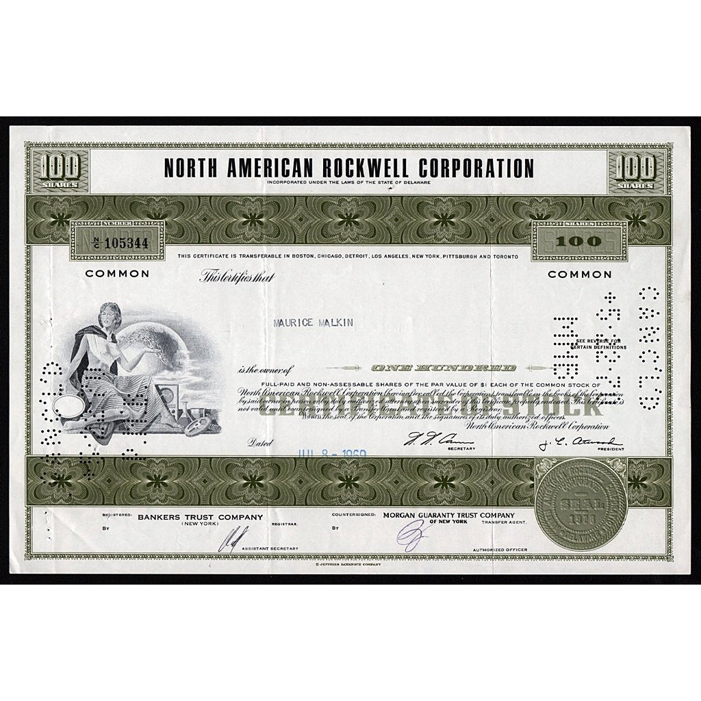 North American Rockwell Corporation Stock Certificate