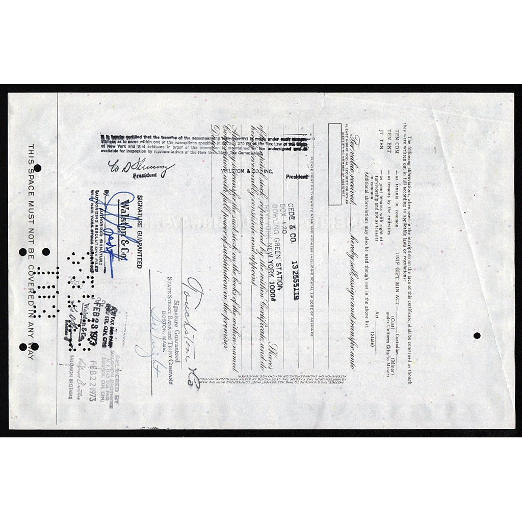 PanAm, Pan American World Airways, Inc. Stock Certificate