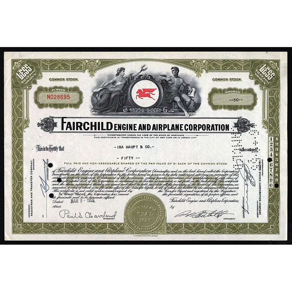 Fairchild Engine and Airplane Corporation Stock Certificate
