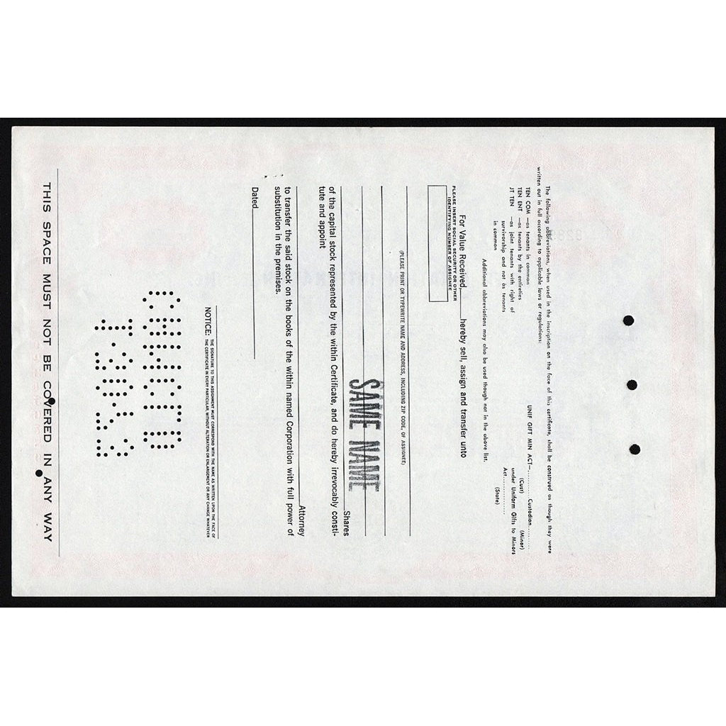 Butler Aviation International, Inc. Stock Certificate