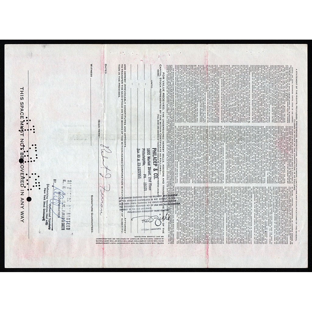 General Motors Corporation Ferrari 1955 Stock Certificate