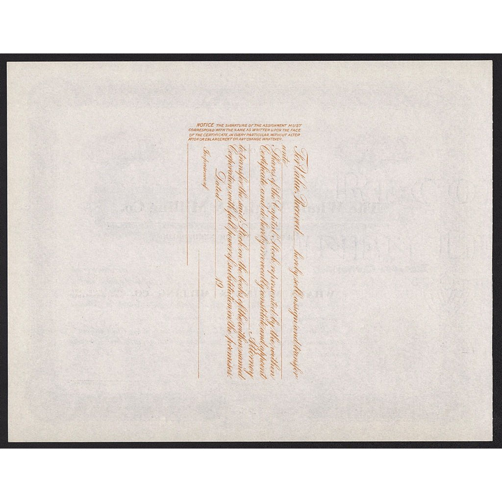 The Whale Mining & Milling Co. Colorado Stock Certificate