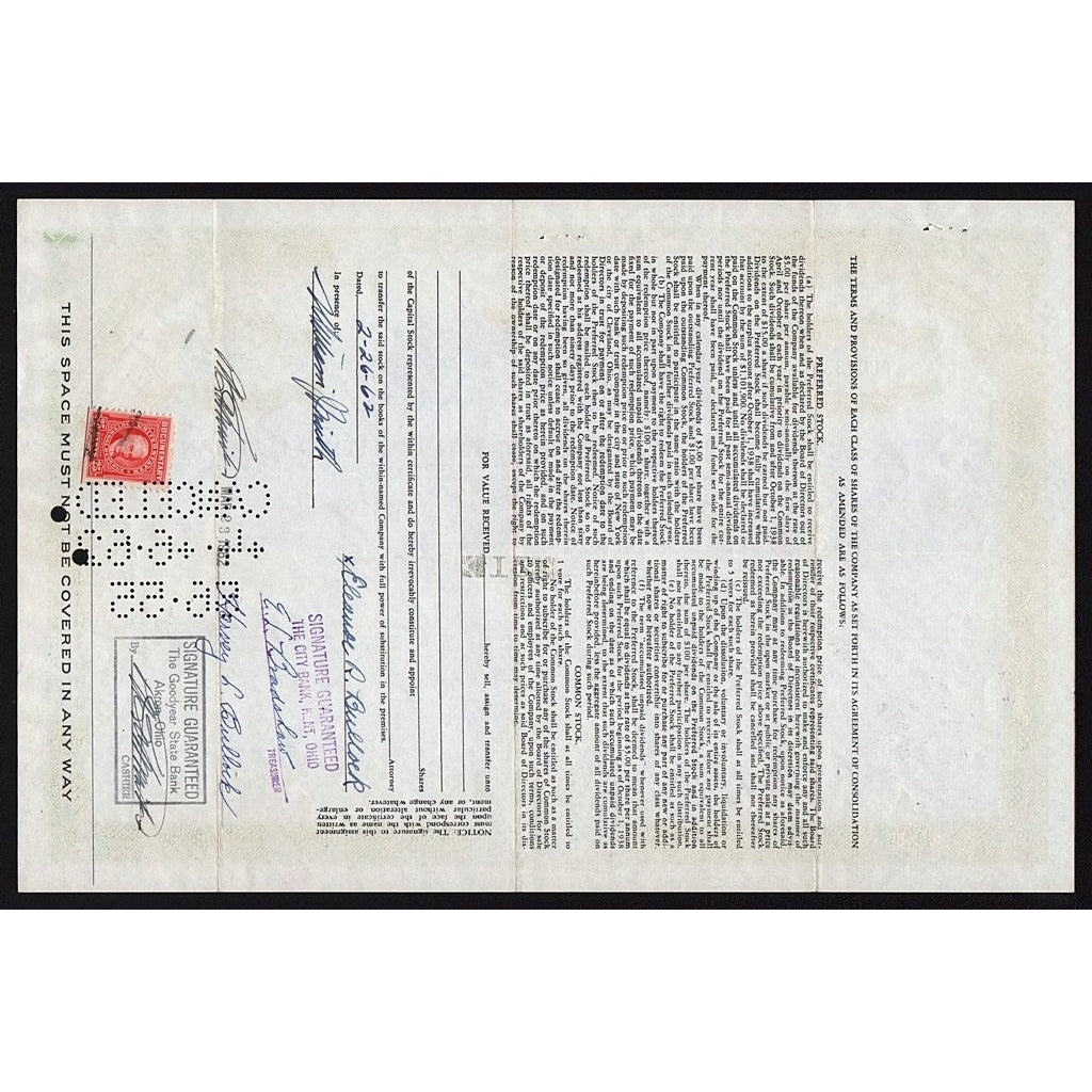 The Akron, Canton & Youngstown Railroad Company Ohio Stock Certificate