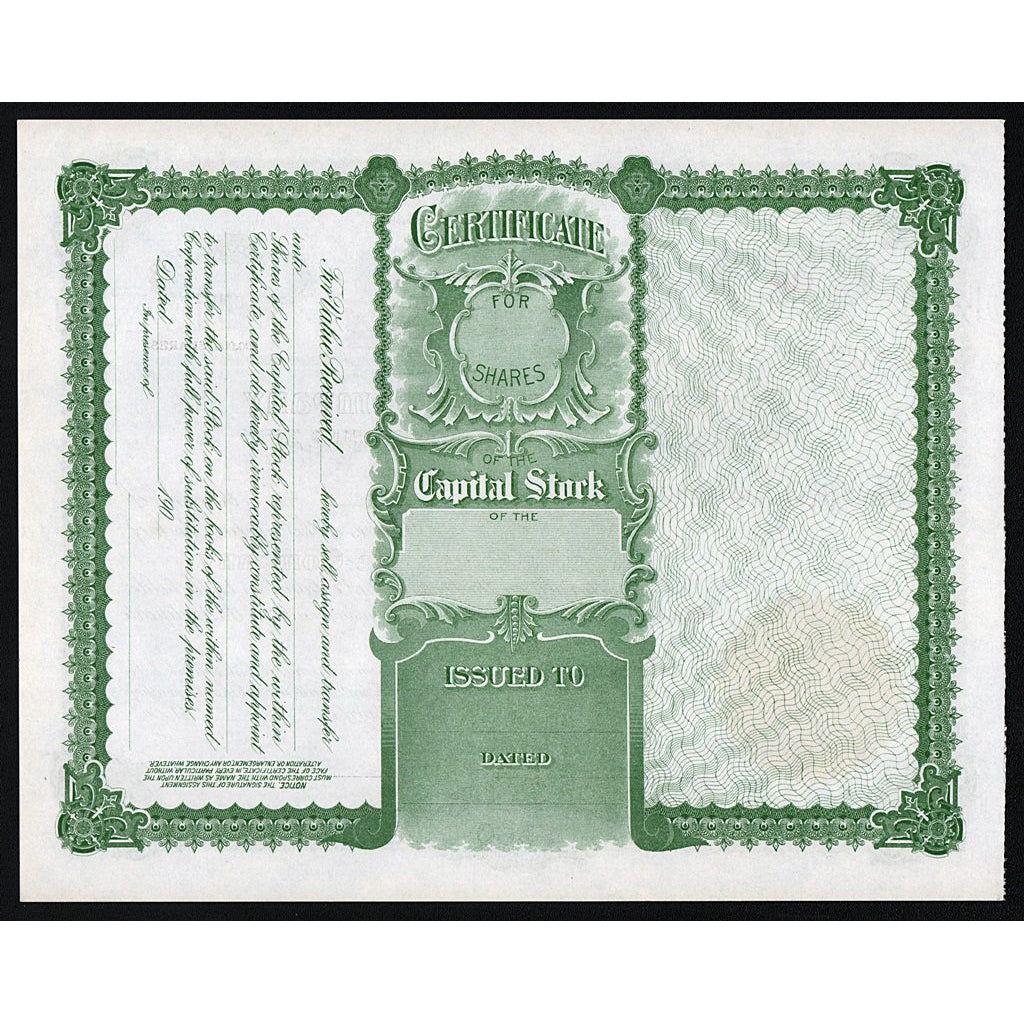 Pacific Cross Tie Company Arizona Railroad Stock Certificate