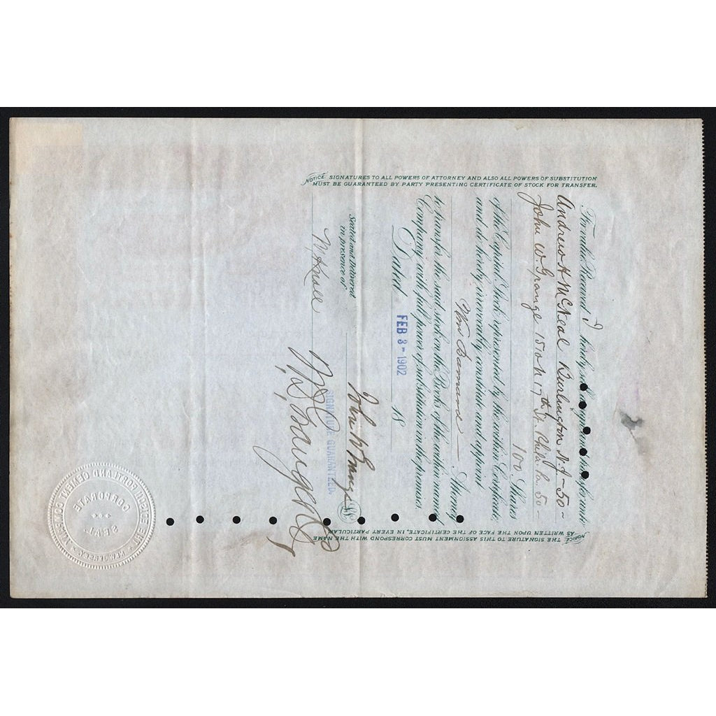 The Edison Portland Cement Company 1899 New Jersey Stock Certificate