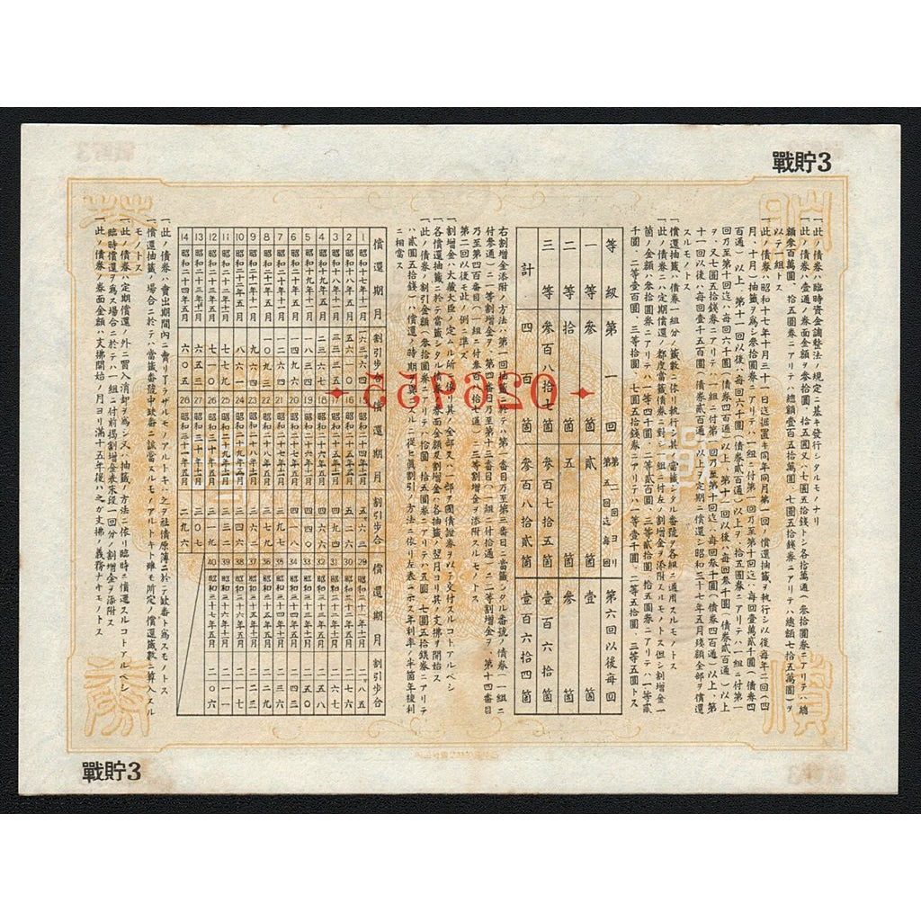 Japanese WWII Savings Bond 1944 Japan Stock Certificate