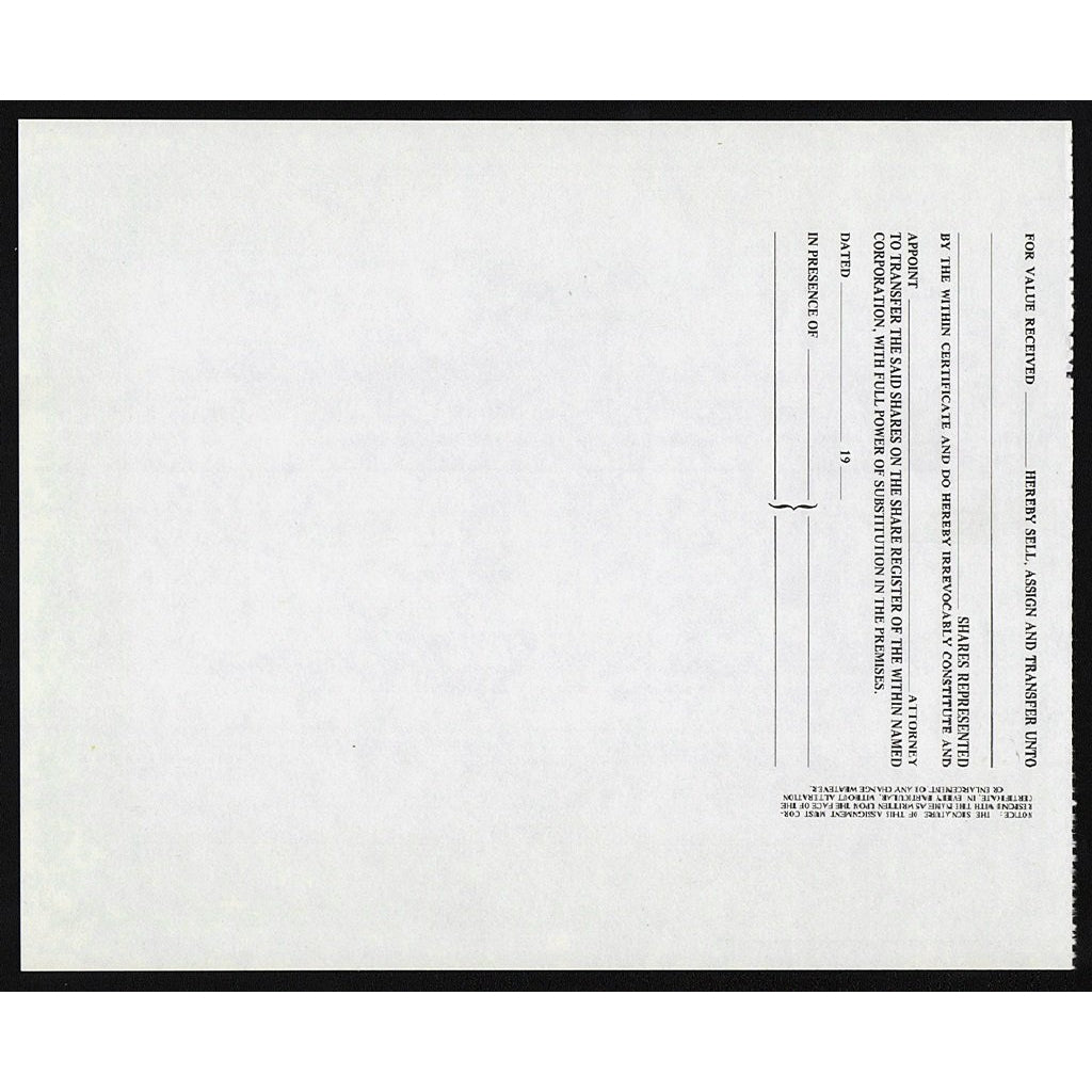 Hawaiian Warriors Professional Football Club Inc. Stock Certificate