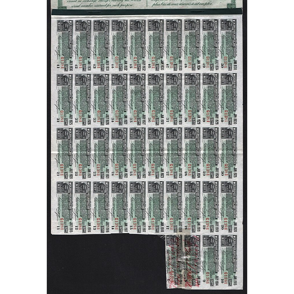 New Orleans, Mobile and Chicago Railroad Company 1909 Bond Certificate